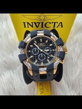Invicta Watch Original New Gold & Black Chronograph Watch